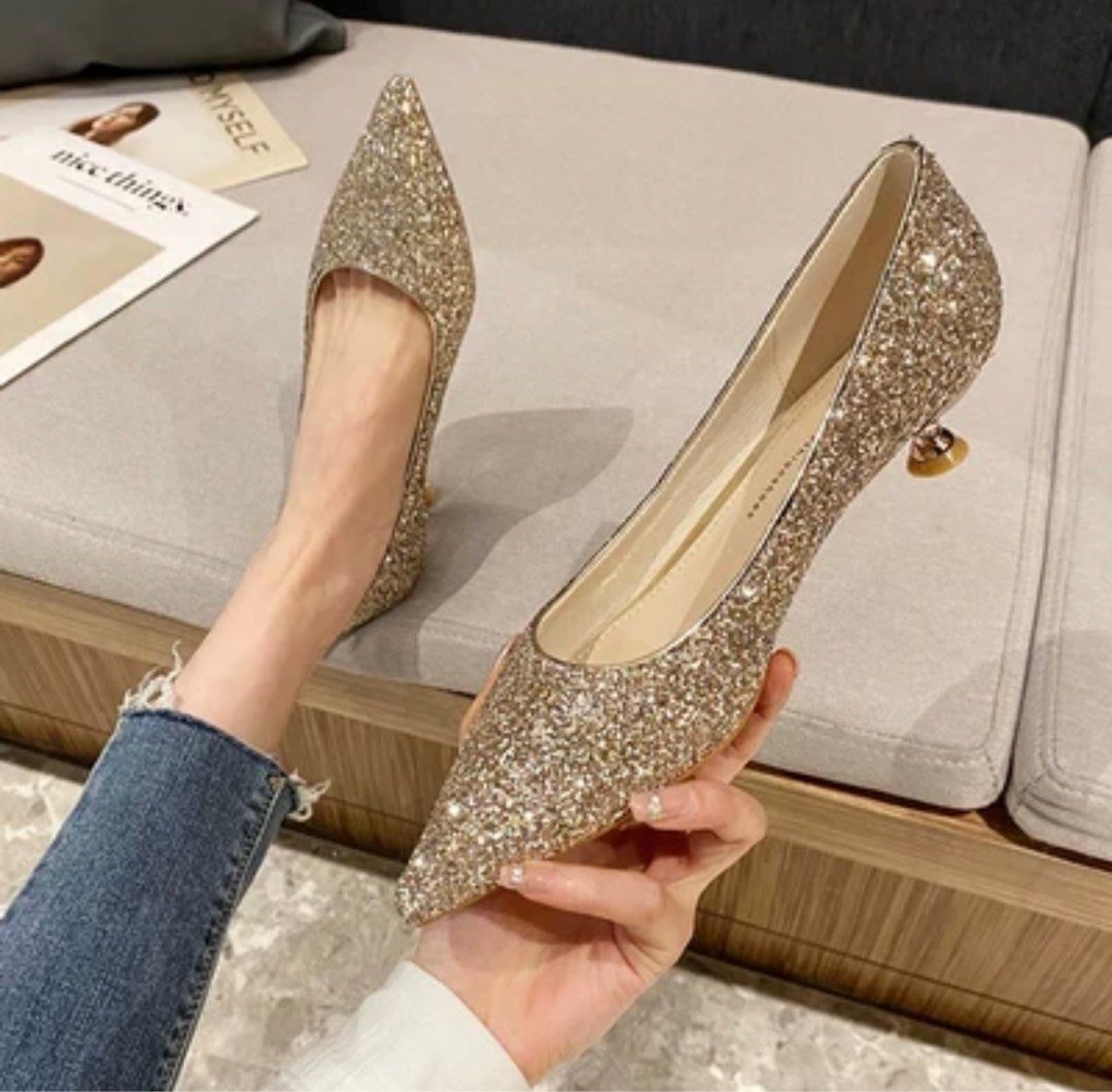 Gold bling heels best sale