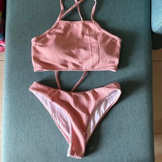 Halter Top Bikini Swimsuit (Baby Pink)