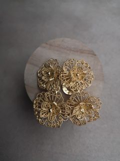 Handcrafted two way filigree earrings in 925 silver, yellow gold dipped