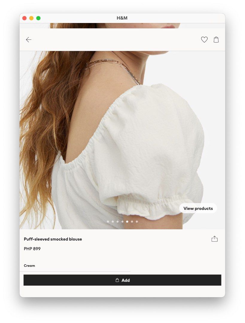 H&M Puff-Sleeved Blouse (Category: Blouses) located in San Fernando. Submitted by wardrobe_sync (Listing ID 1290119897, Image 2). Description: Fits S-M Dm for actual pics.