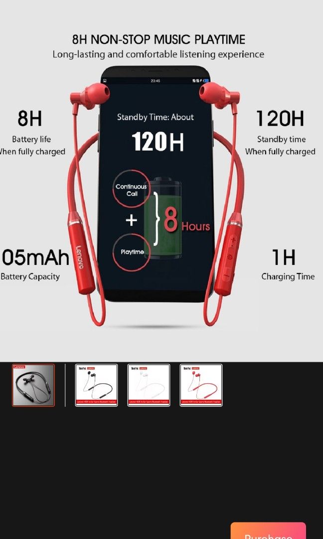 Lenovo HE05 BT 5.0 Wireless Earphones Earbuds Magnetic Neckband