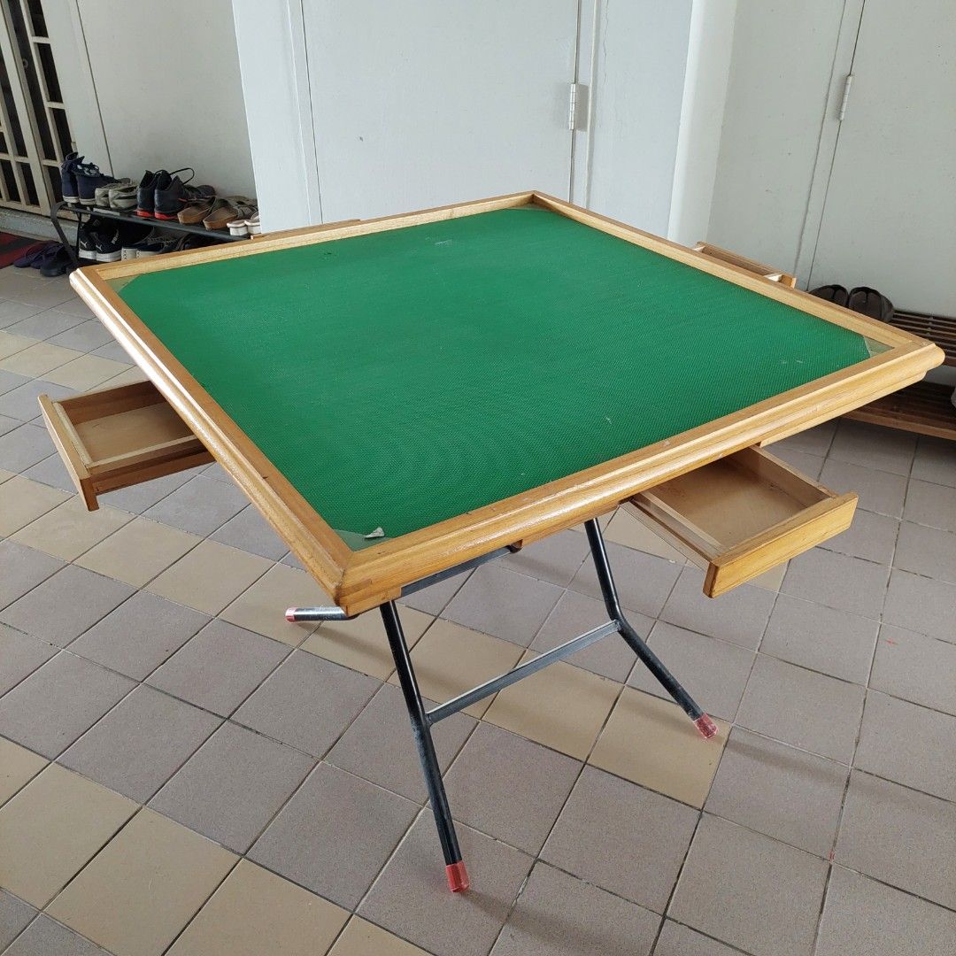 Mahjong Table solid wood (Category: Tables & Sets) located in Singapore. Submitted by renelim (Listing ID 1290144928, Image 1). Description: Solid wood - missing one of the ashtrays - minor defects (see last photo).