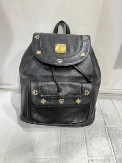 Mcm leather drawstring backpack