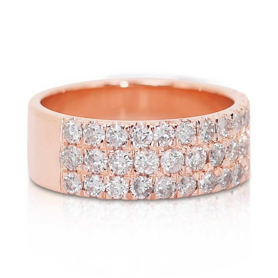 Mesmerizing 1.58ct Wide Band Diamond Ring in 18K Rose Gold R
