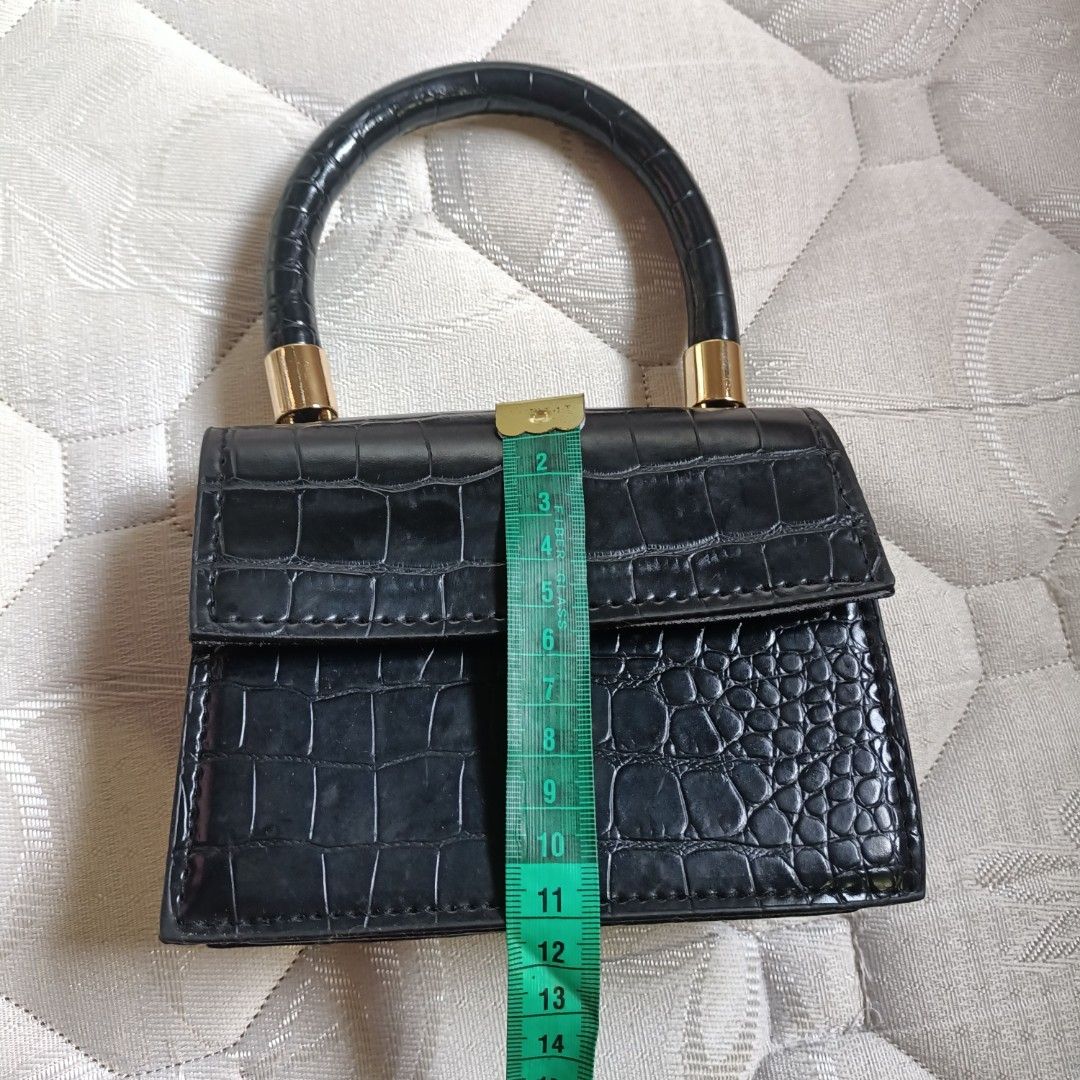 Vintage Guess Mini Bag Faux Leather Crocodile Style Gray