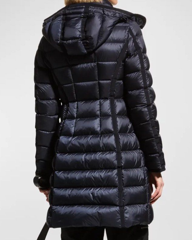 Moncler hermine hooded padded fur long navy Winter Jacket