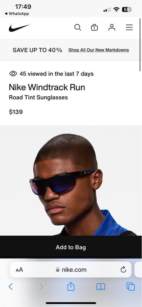Nike Windtrack Run Road Tint Sunglasses, 男裝, 手錶及配件, 眼鏡- Carousell