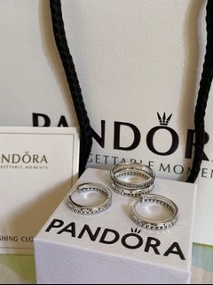 Pandora logo silver ring and earrings set