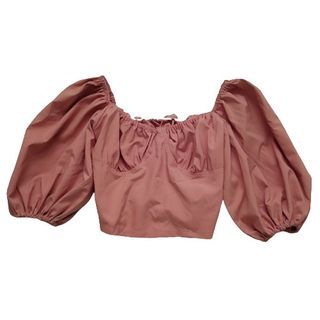 Pink puff sleeves cropped top