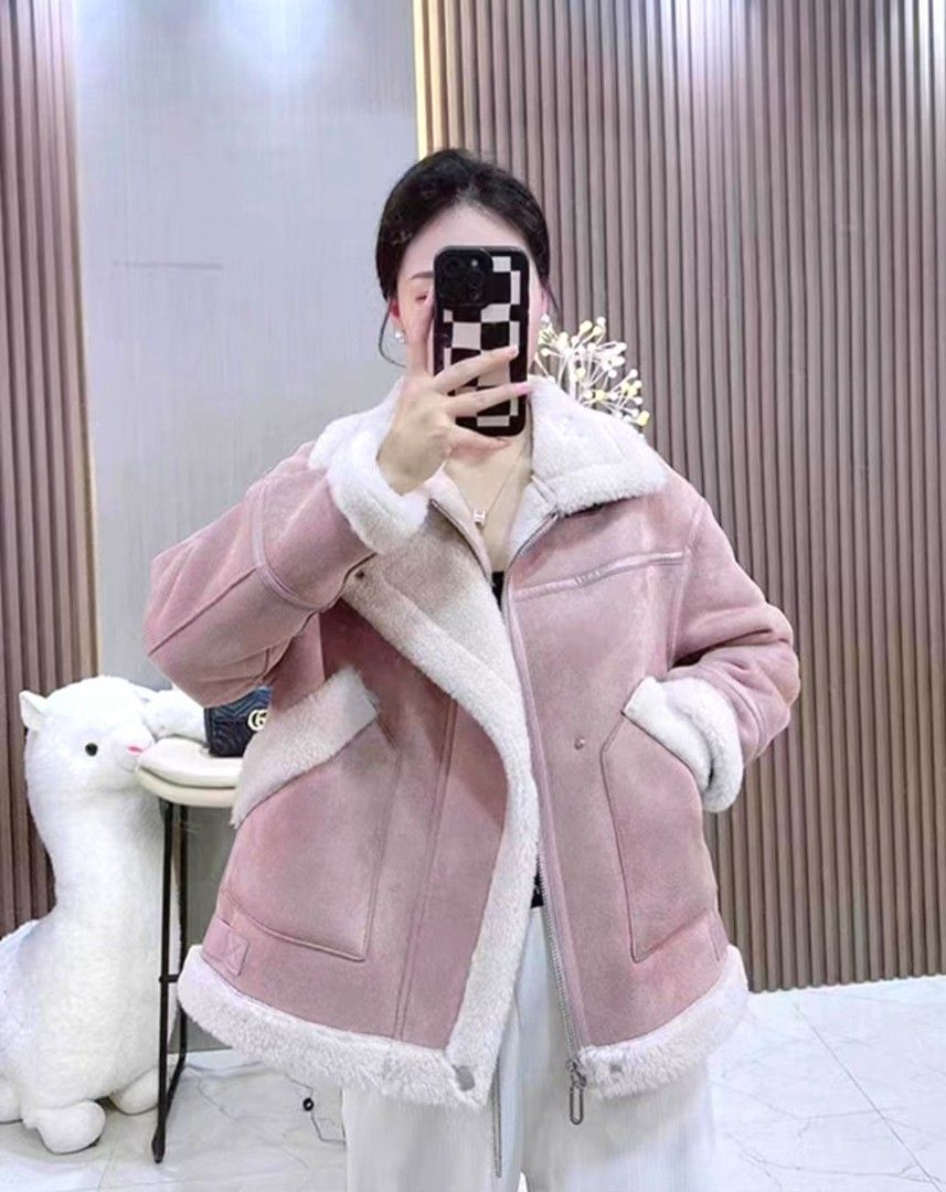 Furry pink jacket hotsell