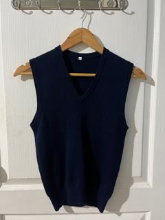 Plain Navy Blue Knitted Sweater Vest | y2k preppy goth
