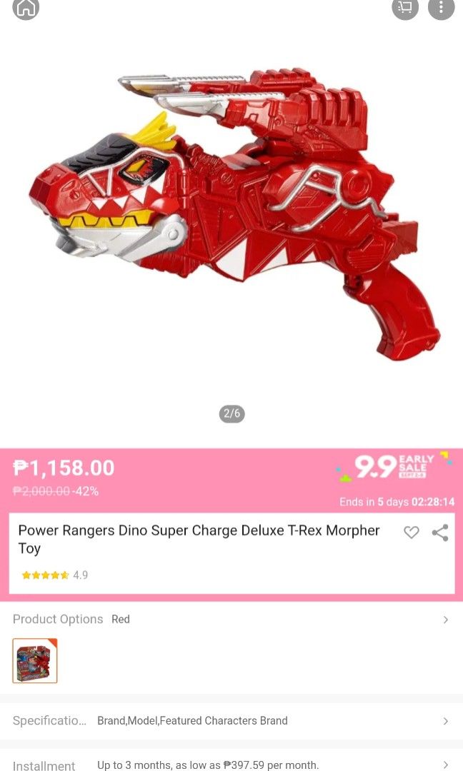 Power Rangers Dino T-Rex Super Charge Morpher (Category: Action & Battle Toys) located in Manila. Submitted by abcdefghijiiin (Listing ID 1290278780, Image 3). Description: .