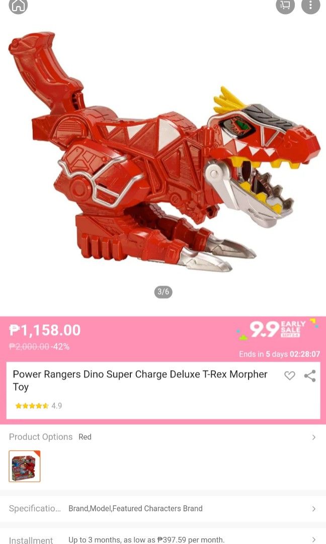 Power Rangers Dino T-Rex Super Charge Morpher (Category: Action & Battle Toys) located in Manila. Submitted by abcdefghijiiin (Listing ID 1290278780, Image 2). Description: .