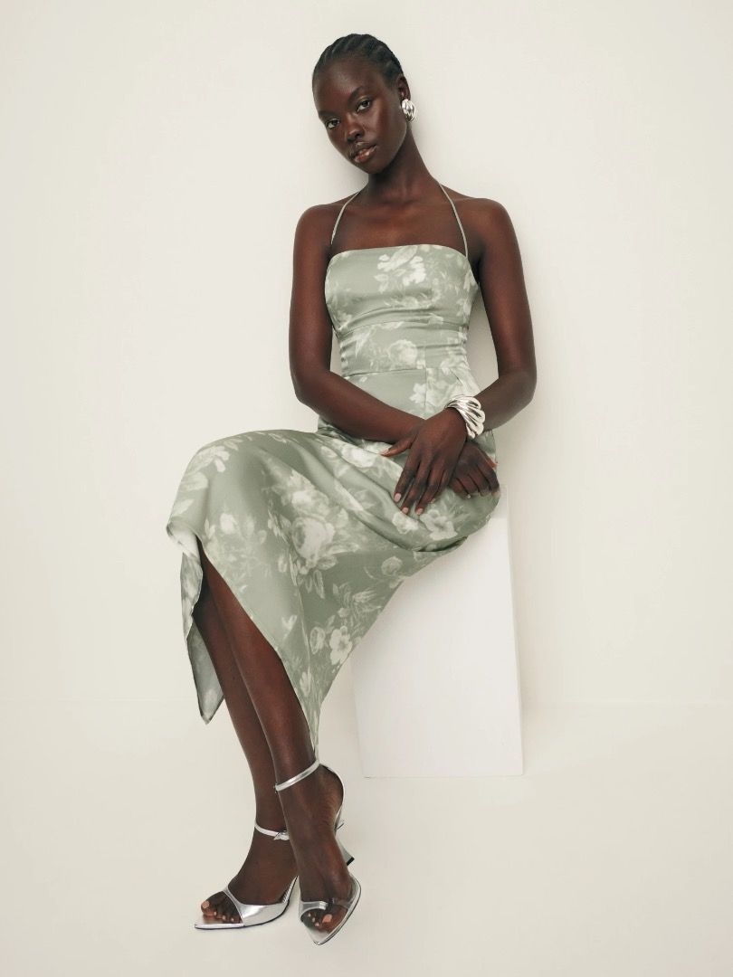 lai satin dress reformation Lai Satin Midi Dress