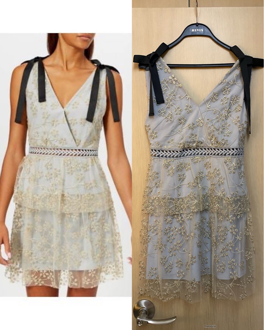 Self Portrait Floral Embroidered Mesh Mini Dress, , & , -  Carousell