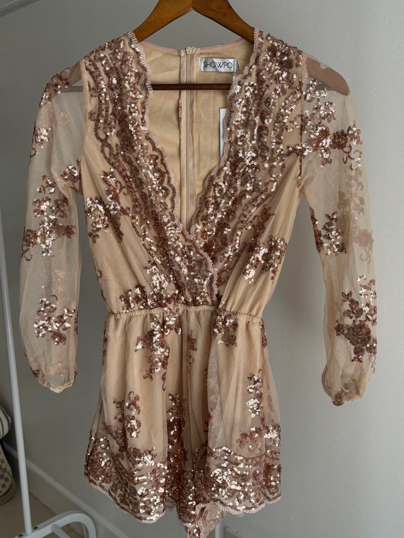 Big baller playsuit in rose gold sequin hotsell