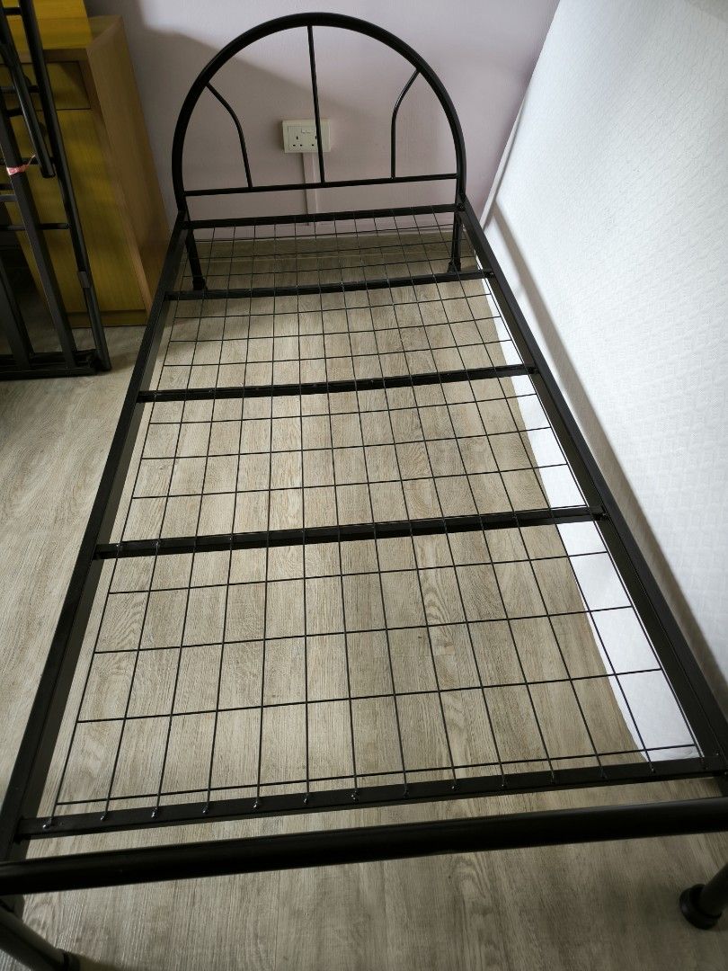 Single Bed Frame (Category: Bedding & Towels) located in Singapore. Submitted by scoregem (Listing ID 1290128535, Image 1). Description: 2 single bed frame for sale.Each $50.self collect at CCK..