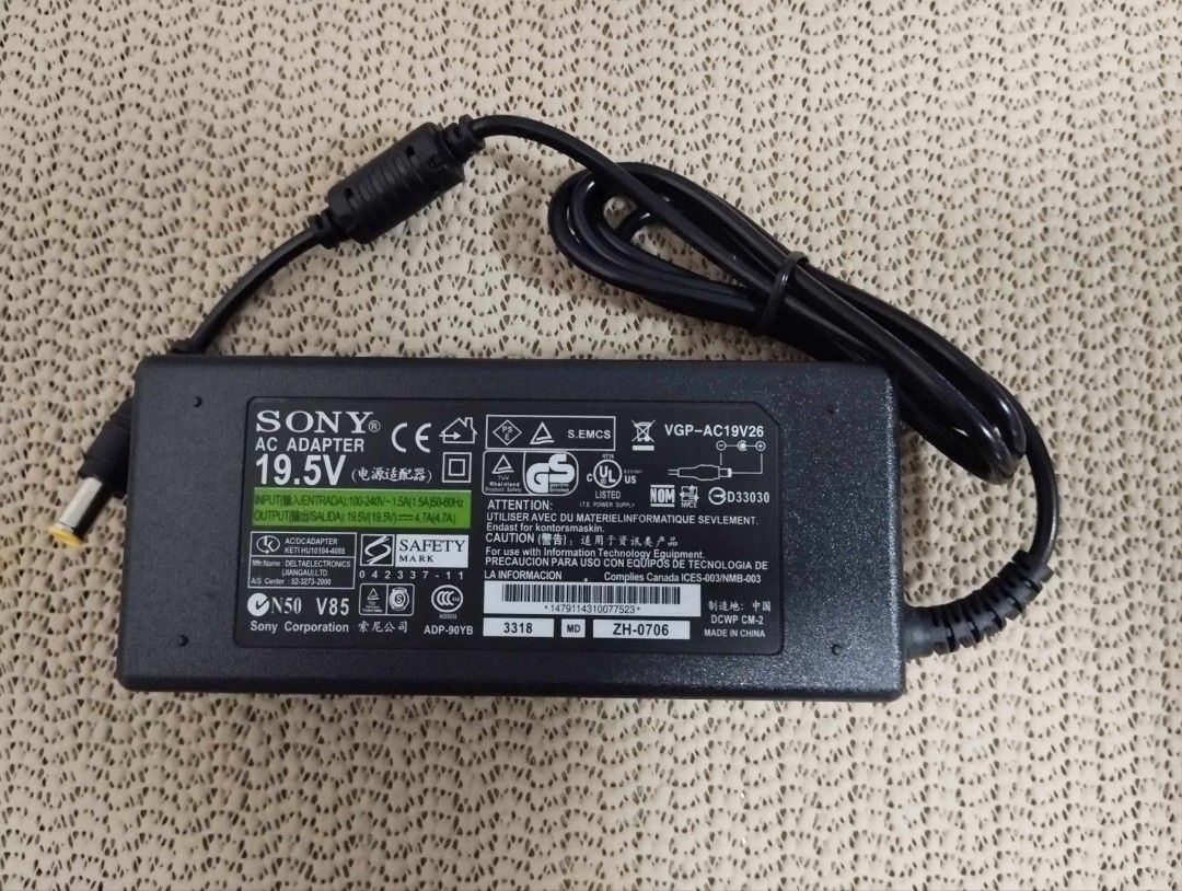 Sony laptop charger adapter 19.5V (Category: Chargers) located in Manila. Submitted by reiolshoppe (Listing ID 1290157307, Image 3). Description: Compatible for Sony Vaio VGP-AC19V20 VGP-AC19V10 VGP-AC19V11 VGP-AC19V12 VGP-AC19V13 VGP-AC19V14 VGP-AC19V24 VGP-AC19V21 VGP-AC19V22 VGP-AC19V26 VGP-AC19V27 VGP-AC19V30 VGP-AC19V28 VGP-AC19V29 VGP-AC19V30 VGP-AC19V31 VGP-AC19V25 charger, for Sony VAIO VPCCW VPCEE PCG-F PCG-GRS PCG-K PCG-NV PCG-QR PCG-R5