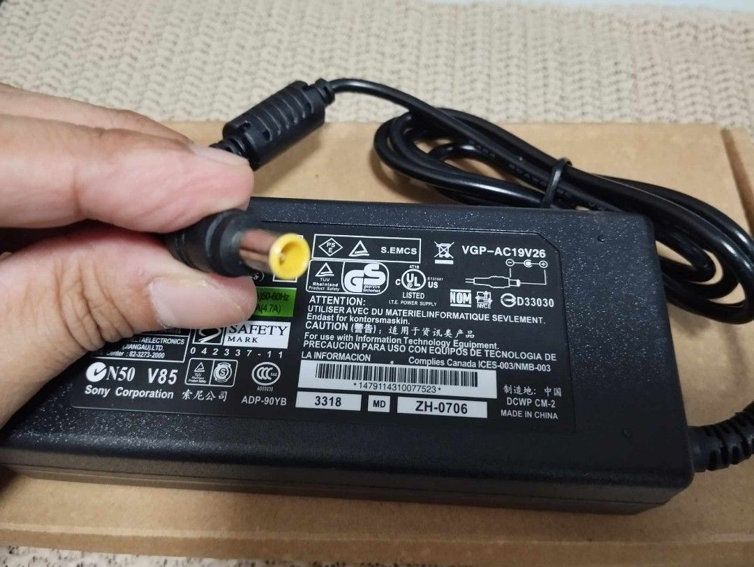 Sony laptop charger adapter 19.5V (Category: Chargers) located in Manila. Submitted by reiolshoppe (Listing ID 1290157307, Image 2). Description: Compatible for Sony Vaio VGP-AC19V20 VGP-AC19V10 VGP-AC19V11 VGP-AC19V12 VGP-AC19V13 VGP-AC19V14 VGP-AC19V24 VGP-AC19V21 VGP-AC19V22 VGP-AC19V26 VGP-AC19V27 VGP-AC19V30 VGP-AC19V28 VGP-AC19V29 VGP-AC19V30 VGP-AC19V31 VGP-AC19V25 charger, for Sony VAIO VPCCW VPCEE PCG-F PCG-GRS PCG-K PCG-NV PCG-QR PCG-R5