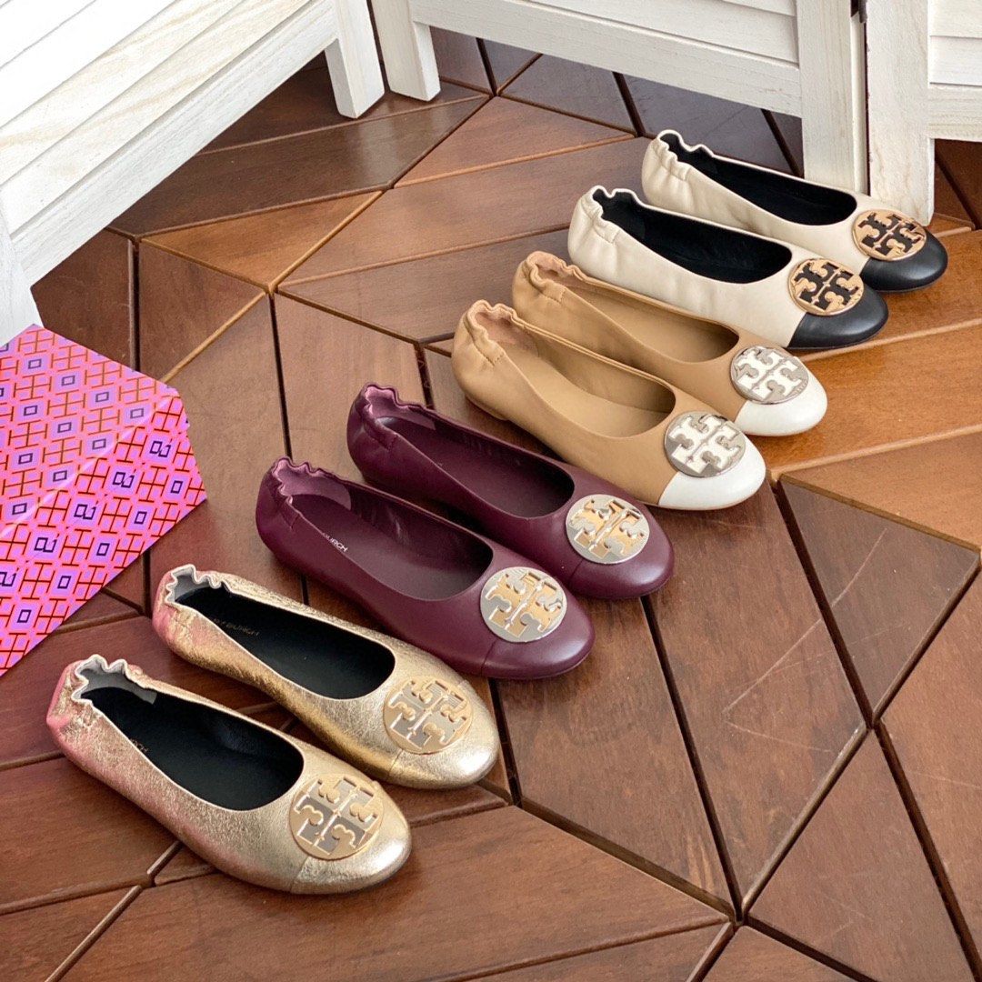 Grey tory burch flats new arrivals