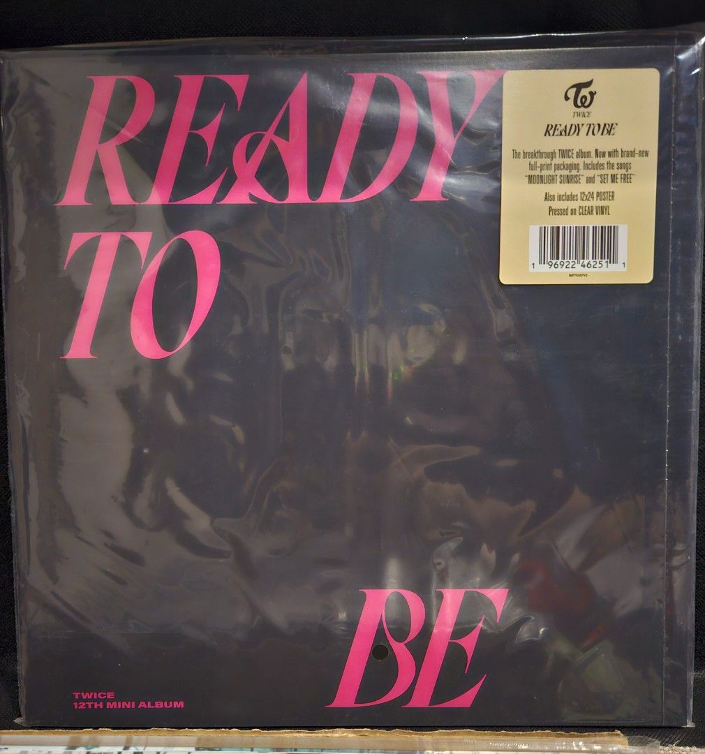 TWICE - Ready To Be LP (Category: Vinyls) located in Cainta. Submitted by toastedgrains (Listing ID 1290218928, Image 1). Description: TWICE - Ready To Be (12th Mini Album) 1x LP Clear Vinyl (Twiceshop) from USA brand new, never played, still in shrink wrap no dents on record cover Second Pressing includes Set Me Free (eng). Includes brand new 12x24” poster. From Twiceshop USA. 📍 Location: Ortigas 💵 MOP: GCash/Cash 🚚 Shipping: Grab/Lalamove/LB