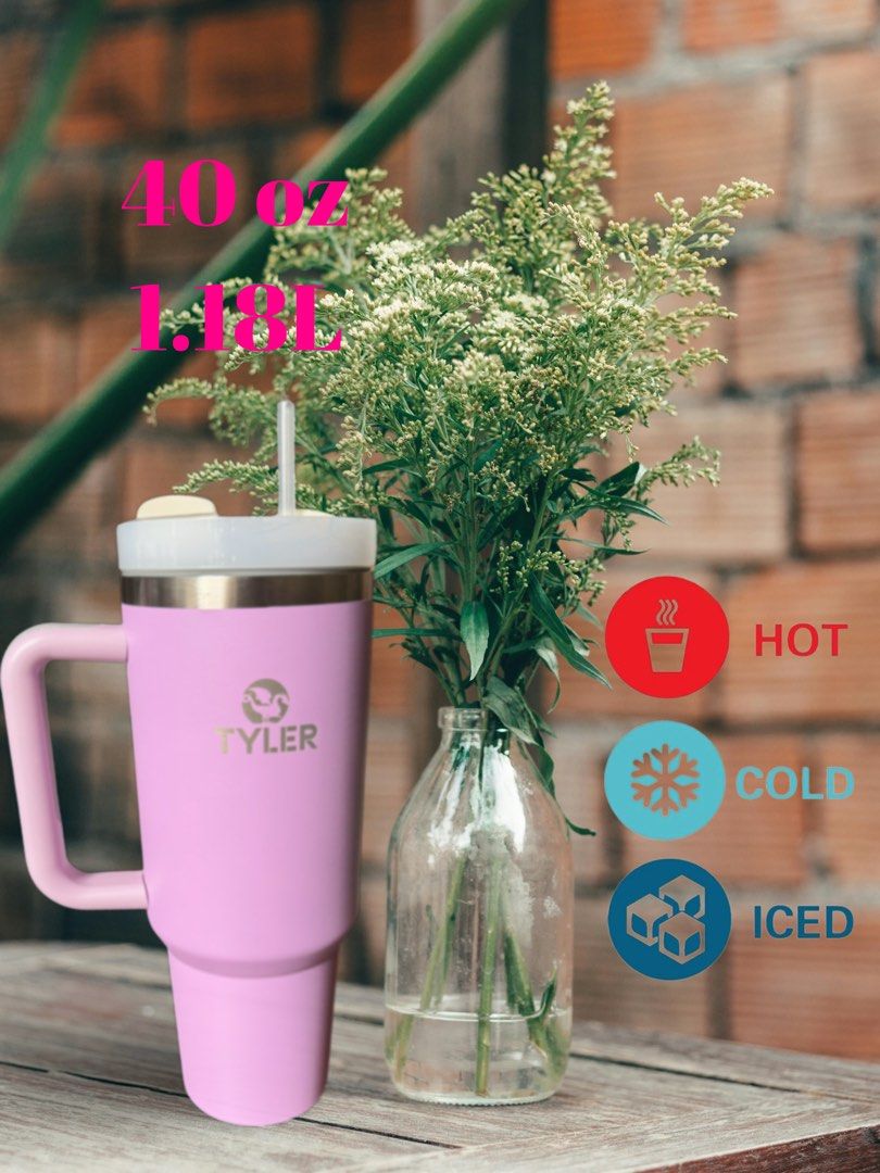 TYLER Quencher Tumbler with handle and straw lid Insulated Double wall 40oz stanley (Category: Water Bottles & Tumblers) located in Singapore. Submitted by skinpotions_singapore (Listing ID 1290214620, Image 2). Description: Double walled Quencher Version 2 We also have straw cover available ✨100% BPA free and free of chemical or metallic toxins ✨Made of high quality 304 stainless steel as cap, health, fashion,environmental protection ✨40 oz (1.1