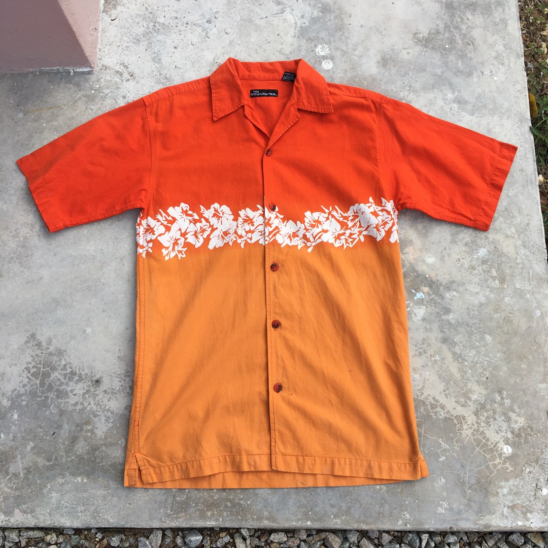 Vintage No Boundaries Hawaiian Shirt, Men's Fashion, Tops & Sets