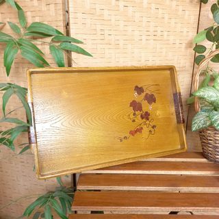Vintage cherry bark mother of pearl inlaid wooden tray