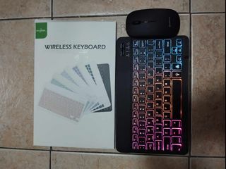 wireless bluetooth keyboard and mouse with LED RGB color recharable