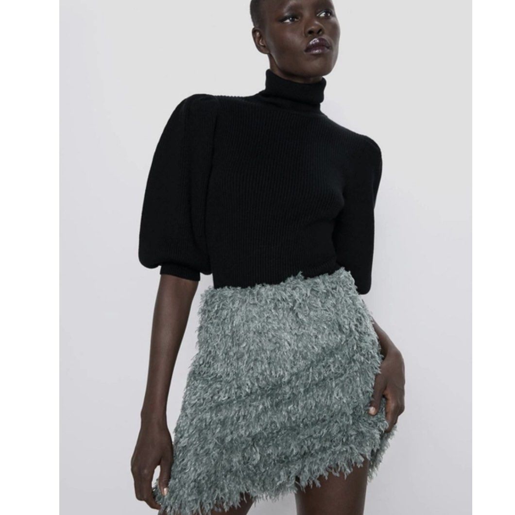 Feather effect mini skirt zara cheap