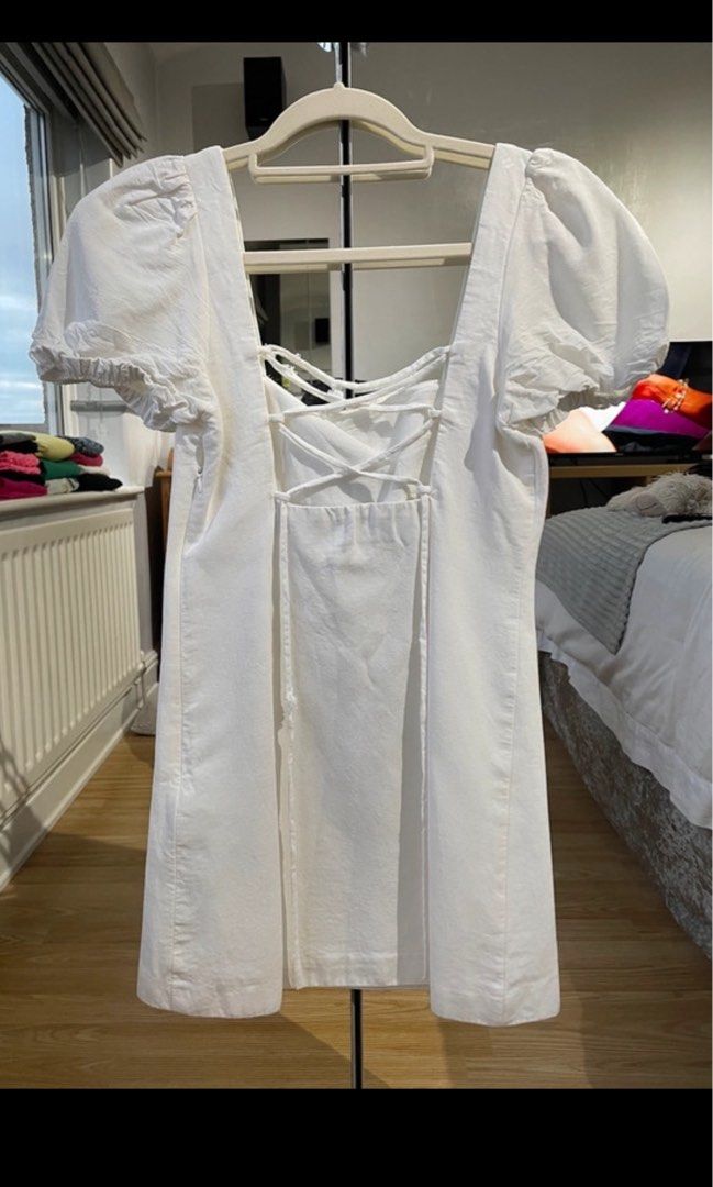 Zara White Open Back Summer Dress, Women's Fashion, Dresses & Sets, Dresses  on Carousell