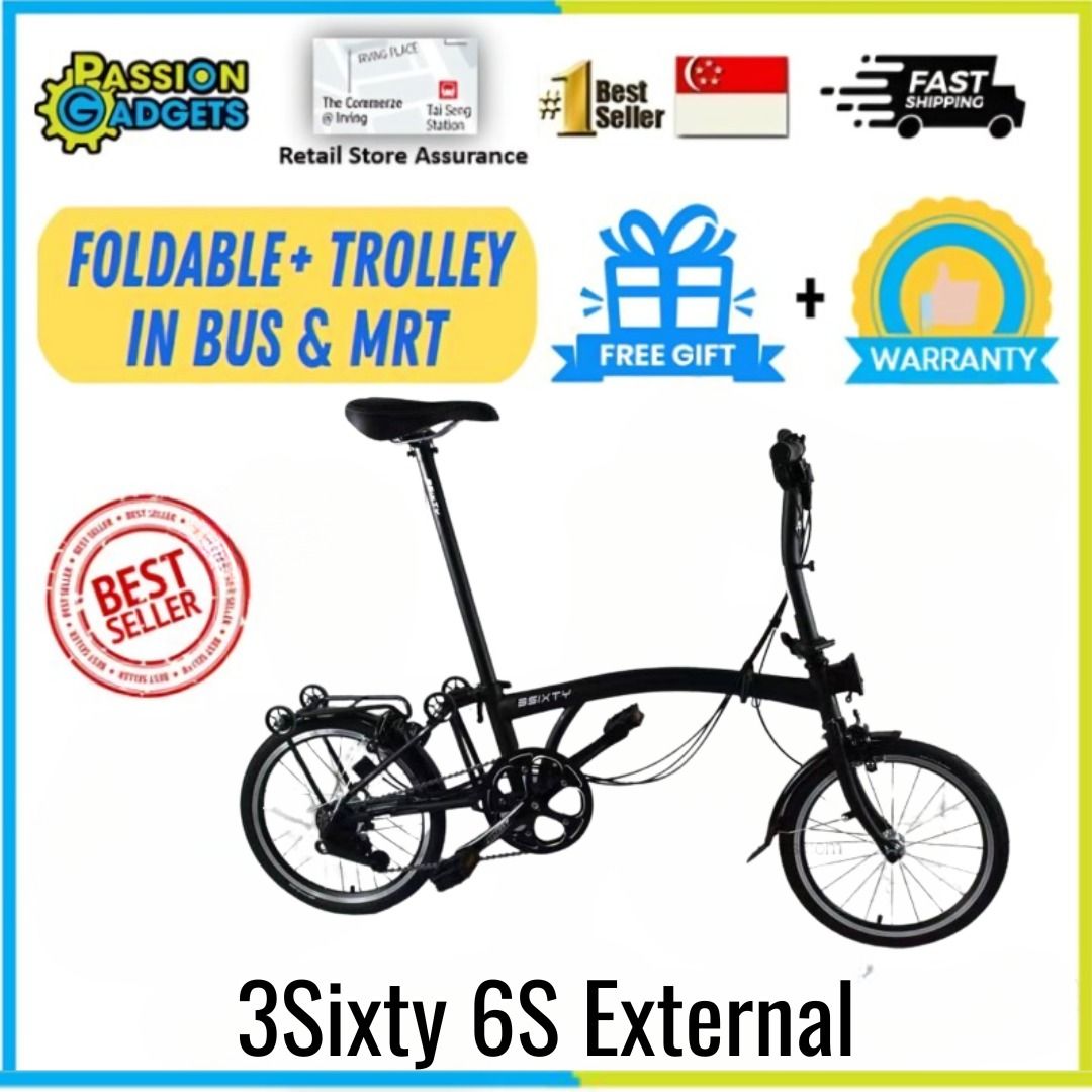 3Sixty 6S/9S External Korea Foldable Bike 16inch Trifold Foldie Bicycle 360 Pikes paikesi 3 sixty (Category: Bicycles) located in Singapore. Submitted by passiongadgets (Listing ID 1290358200, Image 1). Description: 6S Navy Blue M Bar: $728 6S bianchi M bar: $728 6S Chrome Silver M Bar: $889 9s Matte Black M Bar: $939 9s Chameleon Blue M Bar: $969 Warranty: Freebies + 1 Yr Frame + 6 Months Parts Freebies + 2 yr Frame+ 1yr Parts(+$20) Freebies + 4