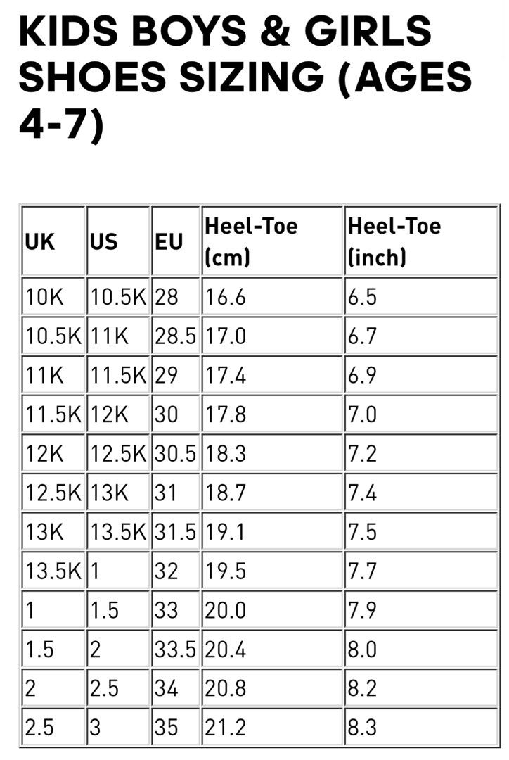 Size chart 2024 sandal adidas