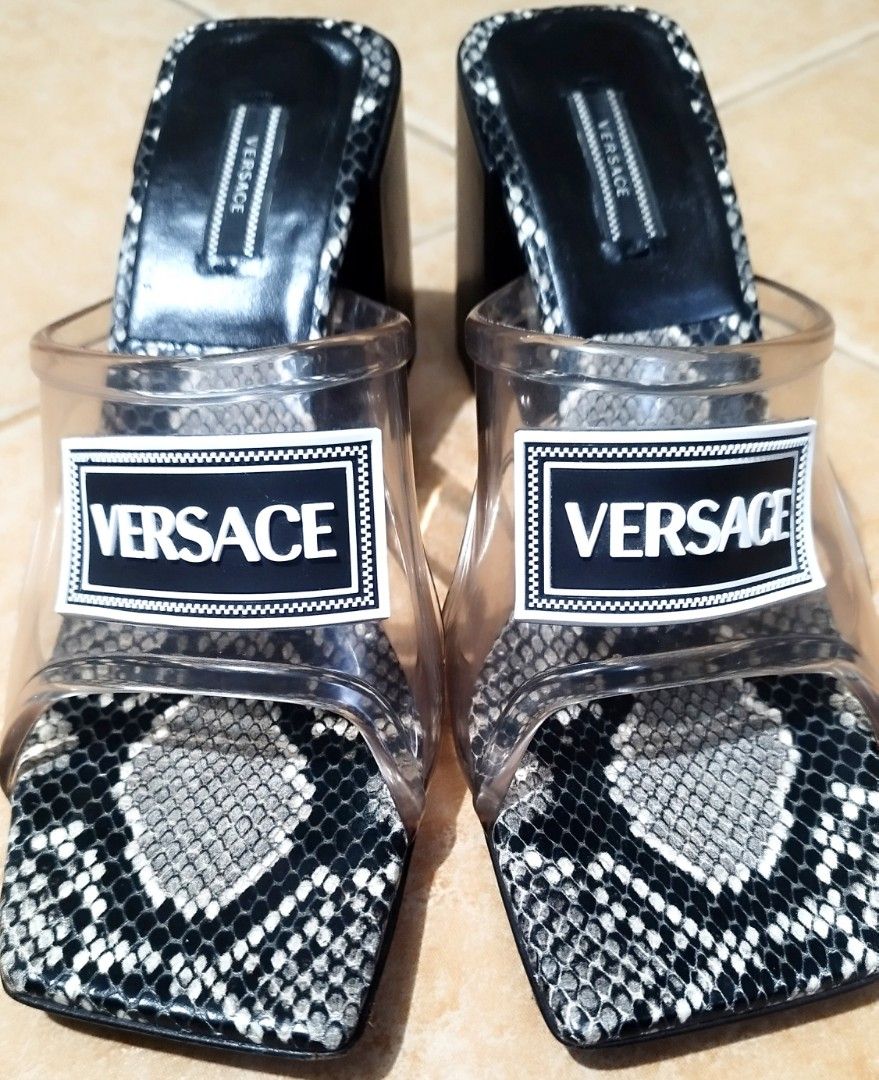 Versace 90s vintage logo mid heel sandals sales
