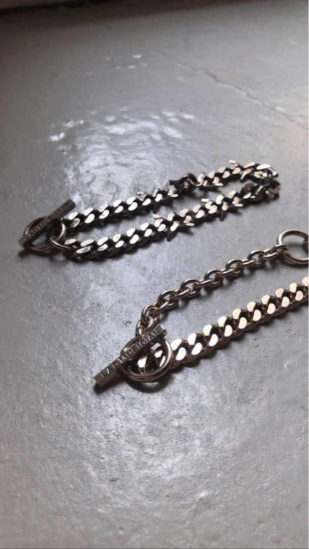 AW22 Lad Musician Barb Wire Silver Chain Necklace, Men's Fashion