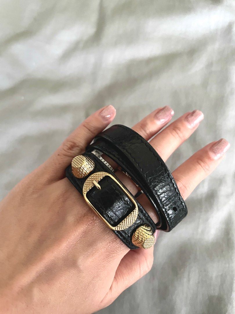 Balenciaga double tour Bracelet Black and Gold