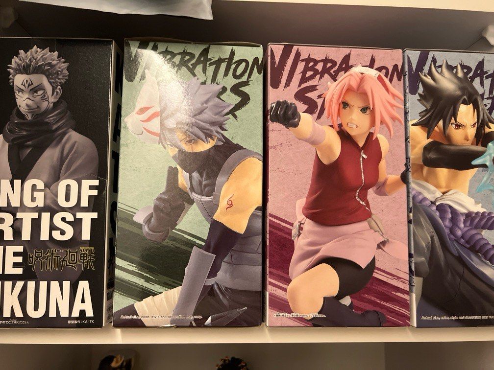 banpresto figures (Category: Toy Figures) located in Singapore. Submitted by skemsmuch (Listing ID 1290409883, Image 1). Description: Sukuna KOA - $25 Kakashi - $20 Sakura - $20 Sausuke - $20 pm me if you’re interested!!.