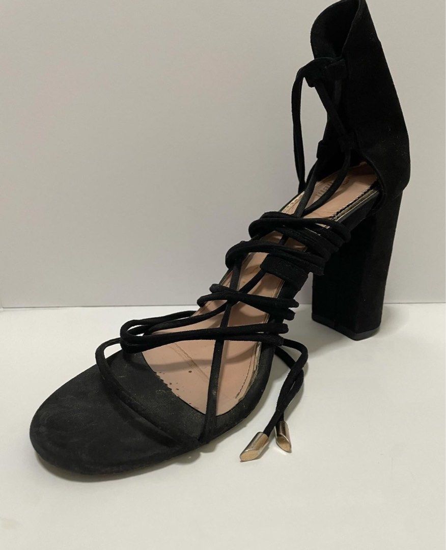 Black velvet lace up heels cheap