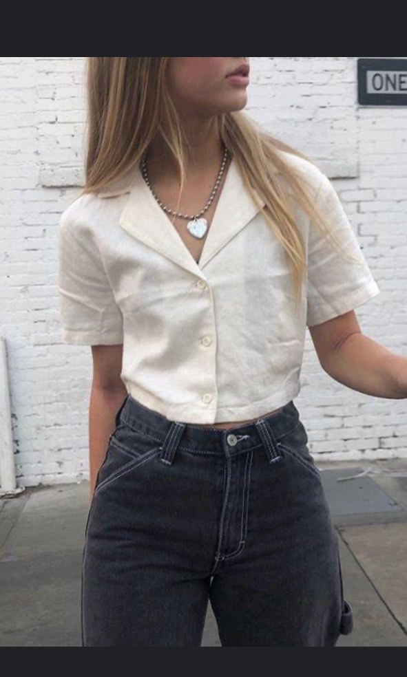 Brandy melville cream McKenna eyelet crop top