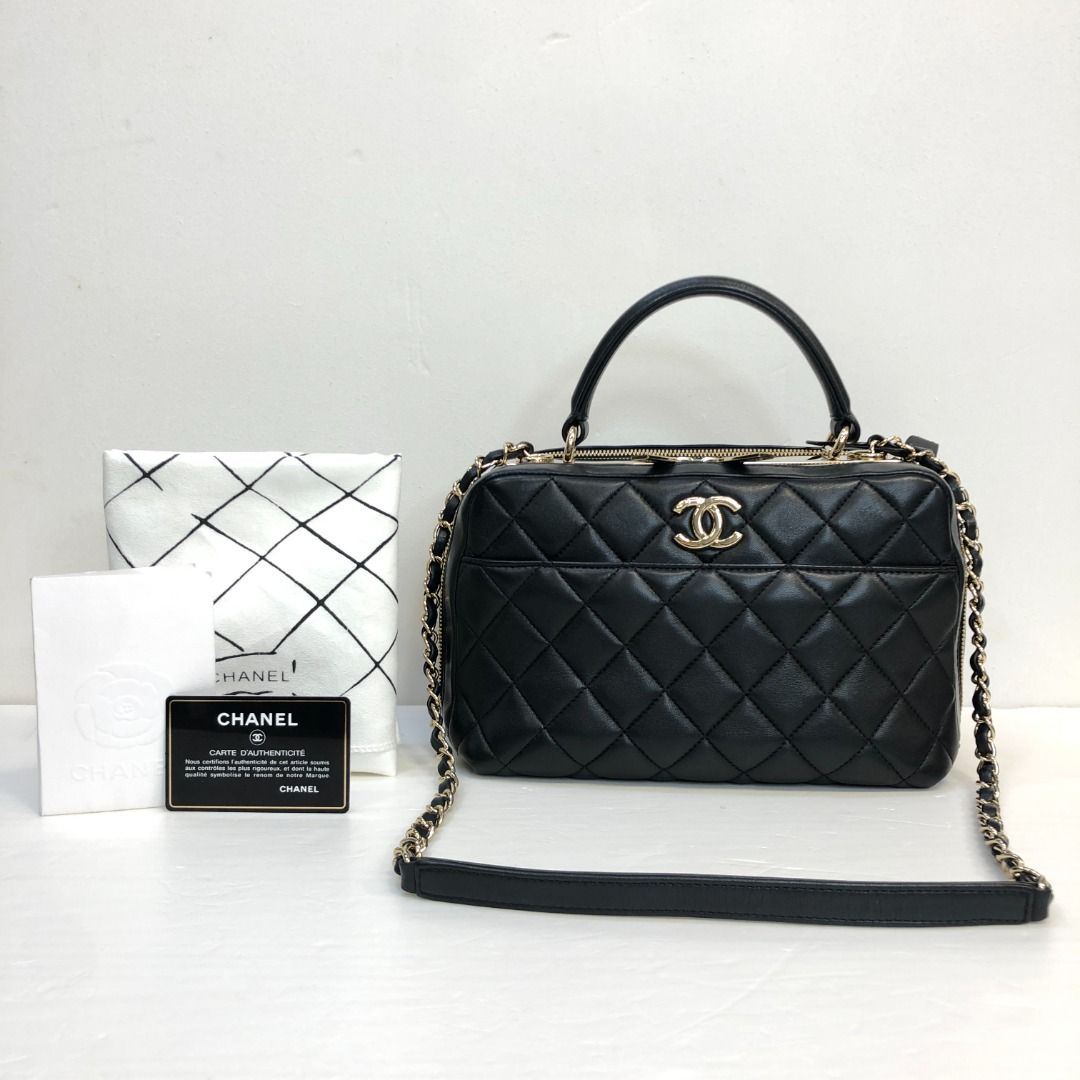 CHANEL Medium Trendy CC Bowling Bag in Black Lambskin GHW 26 Series Year 2018