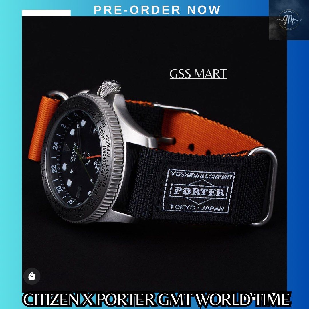 🇯🇵直送代購)Citizen x Porter GMT World Time 限定款手錶2024價, 男 