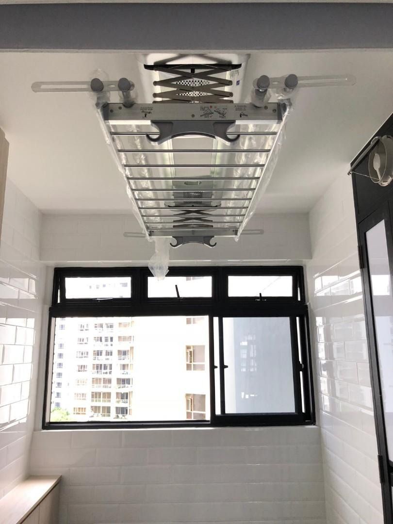 Direct Contractor Installation Removal Service For Automated Ceiling Mounted Smart Laundry Drying Clothes Clothesline Rack System Furniture Home Living Outdoor Furniture on Carousell