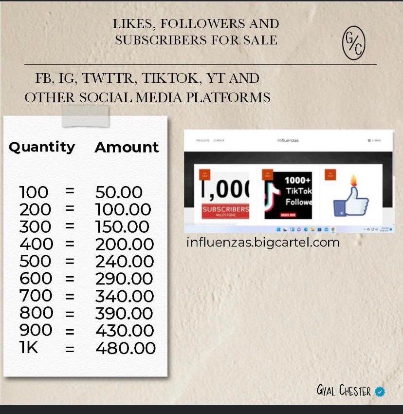 Followers likes subs views watch hours subscribers (Category: Office & Business Technology) located in Taguig. Submitted by influenzas (Listing ID 1290435947, Image 2). Description: W Increase Audience Fast Promo Discounted Boosting/Advertising Legit Organic Followers Likes Subscribers live Views watch hours etc 🎉🎉 Philippines only link needed Increase All social media boost fast available Facebook Instagram Youtube Twitter x Fb ig yt Tiktok Su