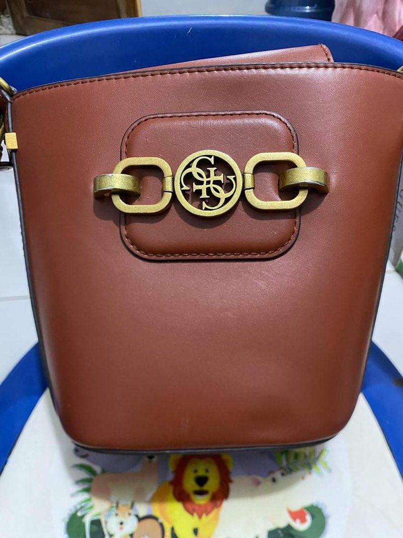 Guess Hensely Crossbody Bucket Bag Whiskey