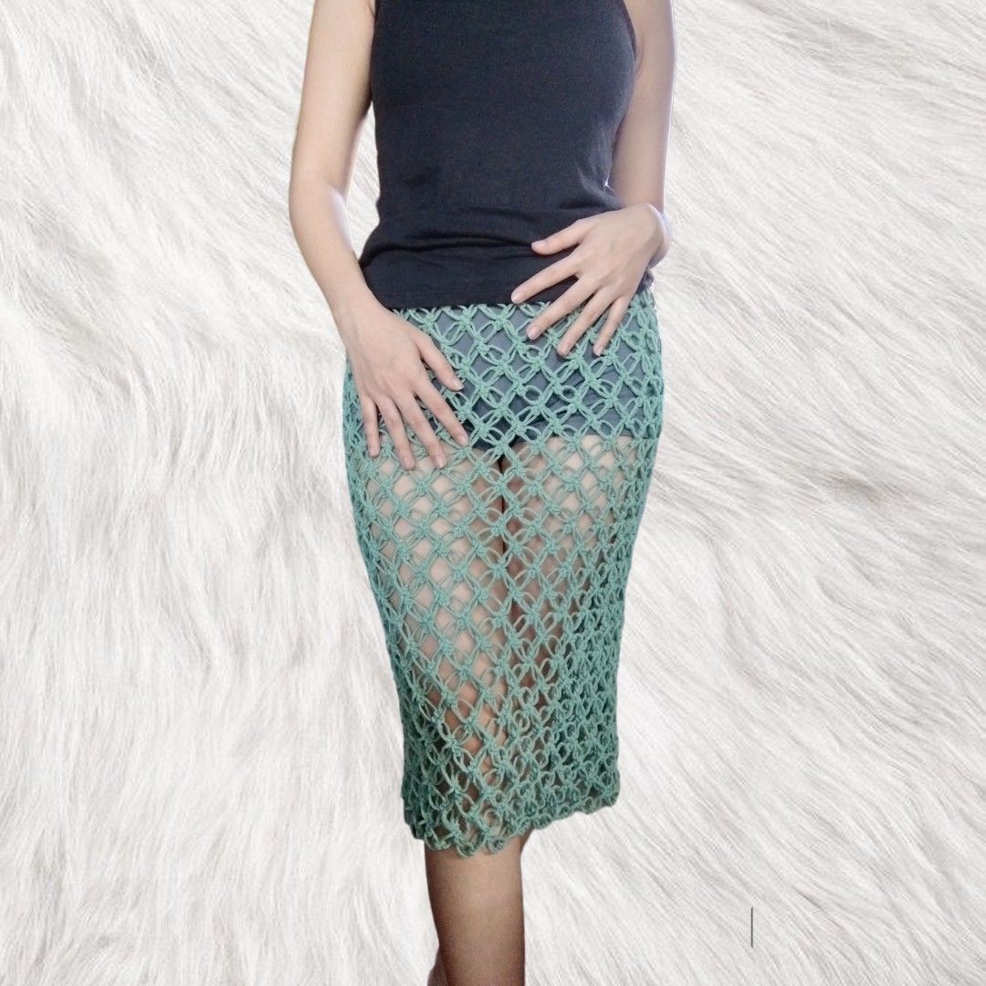 Handmade Crochet COVER-UP MESH SKIRTS (Category: Skirts) located in Quezon City. Submitted by chad__a (Listing ID 1290324035, Image 2). Description: ❗READ SLIDE 6 "REMINDERS" ❗ PRICE STARTS AT PHP 299 Slide 1 - Flower Mesh Skirt Slide 2 - (Full See Through) Mesh Midi Skirt Slide 3 - Mesh Midi Skirt 📍Quezon City 📌Prices vary depending on sizes. 🧶 Made to order 🧶 AFFORDABLE 🧶 BUY any 2, GET a free random crocheted headband 🧶 No cancellation o