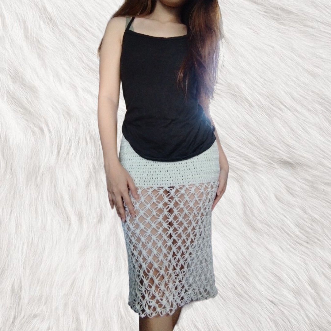 Handmade Crochet COVER-UP MESH SKIRTS (Category: Skirts) located in Quezon City. Submitted by chad__a (Listing ID 1290324035, Image 3). Description: ❗READ SLIDE 6 "REMINDERS" ❗ PRICE STARTS AT PHP 299 Slide 1 - Flower Mesh Skirt Slide 2 - (Full See Through) Mesh Midi Skirt Slide 3 - Mesh Midi Skirt 📍Quezon City 📌Prices vary depending on sizes. 🧶 Made to order 🧶 AFFORDABLE 🧶 BUY any 2, GET a free random crocheted headband 🧶 No cancellation o