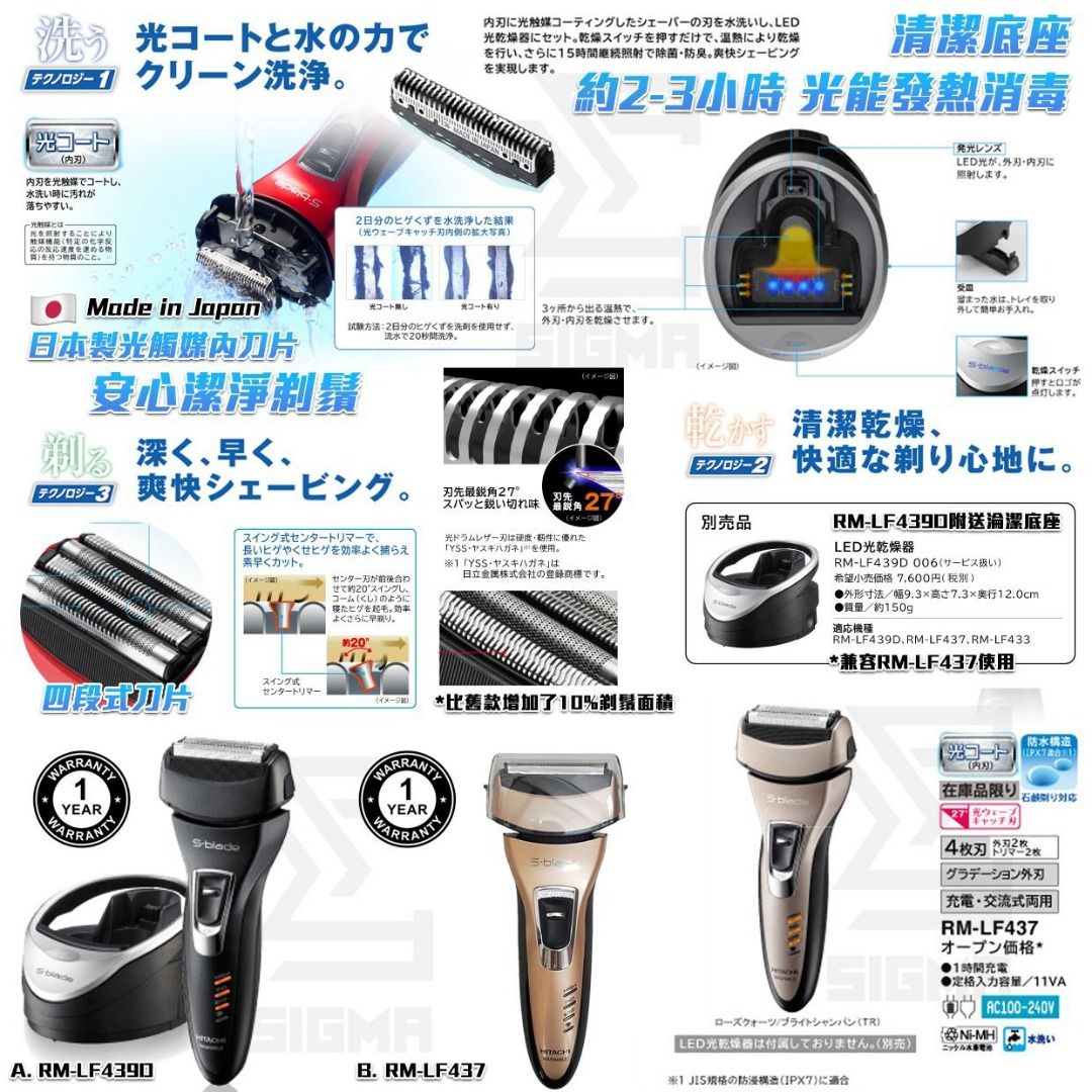 Hitachi S-Blade RM-LF439 (黑) / RM-LF437 (金), 美容＆個人護理 