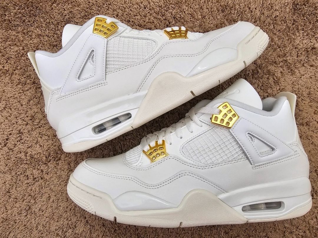 White and clearance gold jordan 4