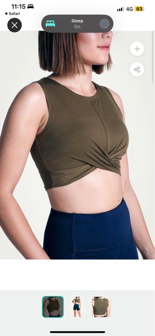 Kydra x saffron sharpe olive knotted crop top, Women's Fashion, Activewear  on Carousell