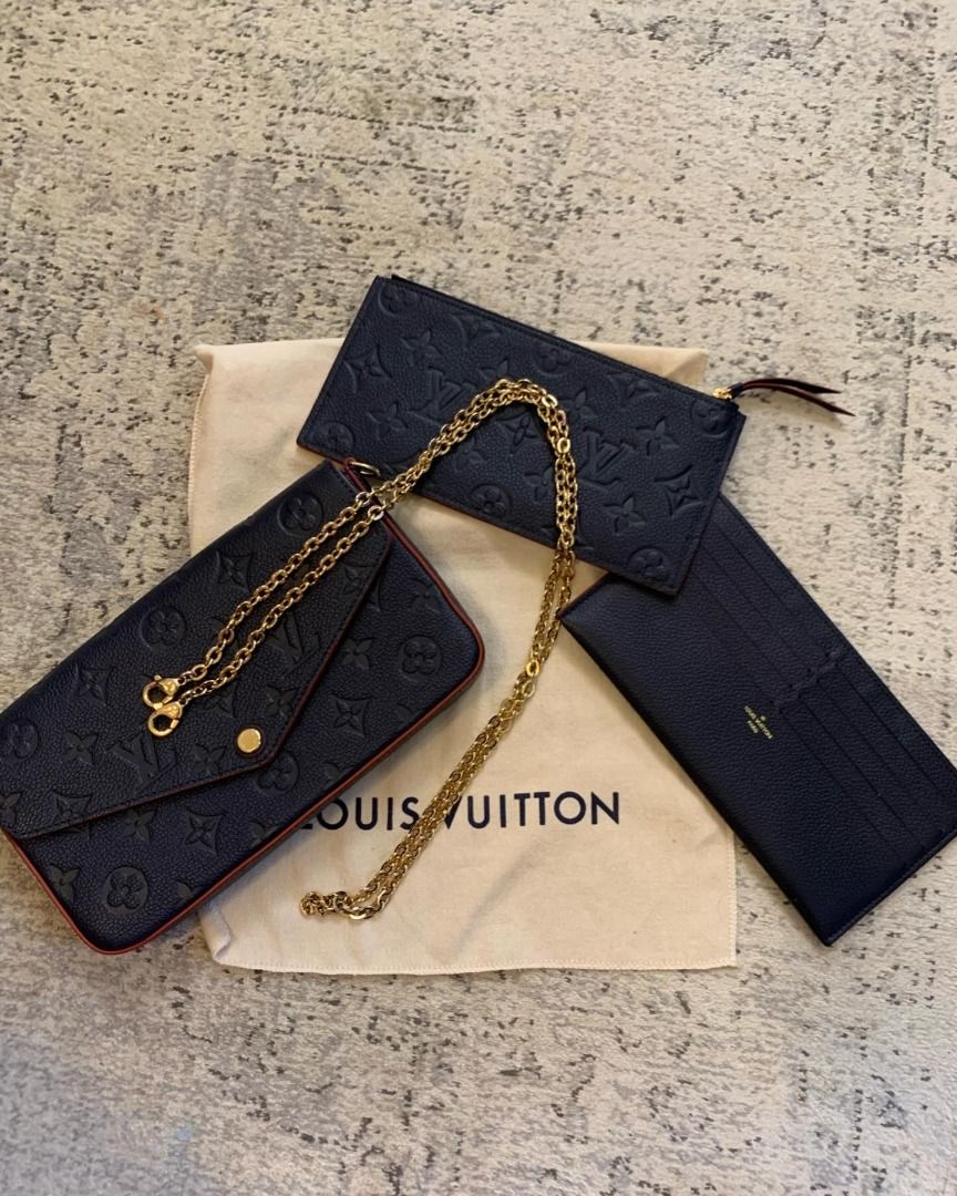 Louis Vuitton Felice Monogram Empriente (Category: Luxury Bags & Wallets) located in Las Pinas. Submitted by therealmacynn (Listing ID 1290298706, Image 1). Description: Félicie pochette in monogram empriente grained cowhide leather. Includes removable zipped pocket, removable flat pocket with 8 card slots, inside flat pocket, detachable chain and dustbag. We are not affiliated, associated, authorized, endorsed by, or in any way officially connec